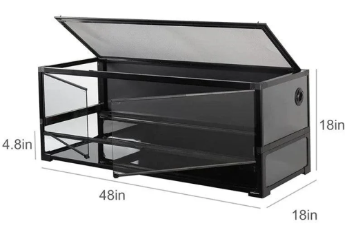 Reptizoo Easy Folding Reptile Terrarium Black PVC Panel 47.2"x17.7"x17.7"