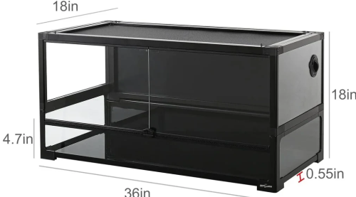 Reptizoo Easy Folding Reptile Terrarium Black PVC Panel 35.4"x17.7"x17.7"