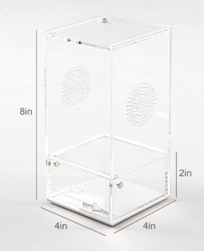 Reptizoo Acrylic Case w/ Removable Tray, 4"x4"x8"