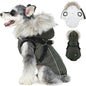 Waterproof Dog Coat Jacket with Faux Fur Hood & Reflective Strap